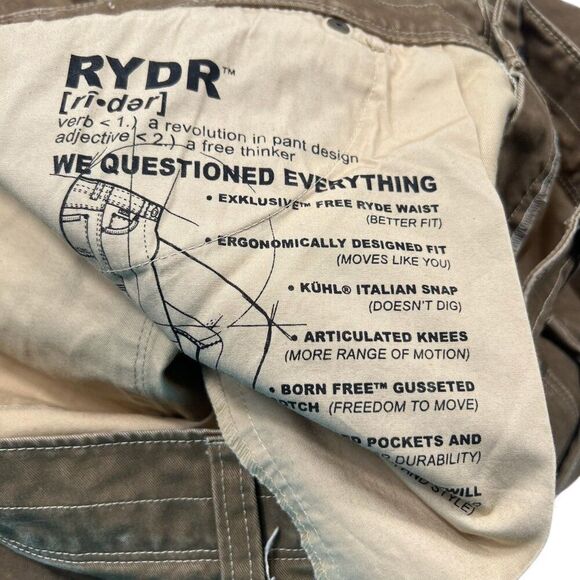 Kuhl Men's Vintage Patina Dye Rydr Coated Canvas Pants Brown Size 38x32 - Picture 7 of 9